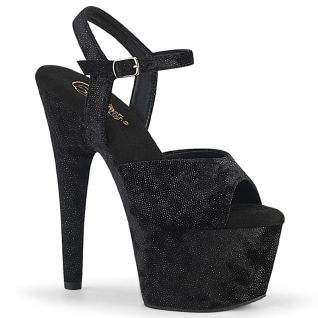 Sandales Pleaser ADORE-709WR noires avec talon et plateforme brillants.