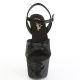 Sandales Pleaser ADORE-709WR noires avec talon et plateforme brillants.