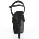 Sandales Pleaser ADORE-709WR noires avec talon et plateforme brillants.