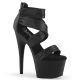 Sandales en imitation cuir noir Pleaser ADORE-720 de face avec talon aiguille et plateforme.