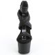 Sandales en imitation cuir noir Pleaser ADORE-720 de face avec talon aiguille et plateforme.