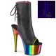 Bottines Pleaser ADORE-1018RC-02 chrome arc-en-ciel Blacklight.