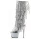Bottes Pleaser ADORE-2024RSF genou franges strass argent 