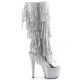 Bottes Pleaser ADORE-2024RSF genou franges strass argent 