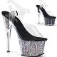 Sandales Pleaser ADORE-708CG plateforme paillettes argent noir.