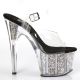 Sandales Pleaser ADORE-708CG plateforme paillettes argent noir.