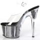 Sandales Pleaser ADORE-708CG plateforme paillettes argent noir.