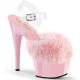Sandales roses Pleaser ADORE-708FUR fausse fourrure pelucheuse.