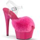 Sandales fuchsia Pleaser ADORE-708FUR fausse fourrure pelucheuse.