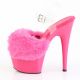Pleaser talons aiguilles fuchsia TPU transparent clubwear.