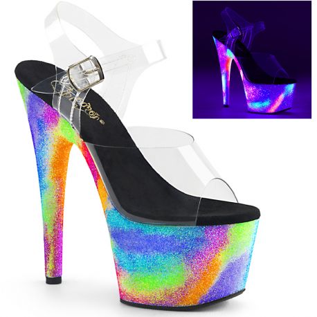 Sandales Pleaser ADORE-708GXY plateforme galaxie réactive UV.