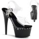 Sandale Pleaser Adore 17.8cm noire ligne strass talon aiguille.