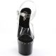 Sandale Pleaser Adore 17.8cm noire ligne strass talon aiguille.