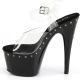 Sandale Pleaser Adore 17.8cm noire ligne strass talon aiguille.