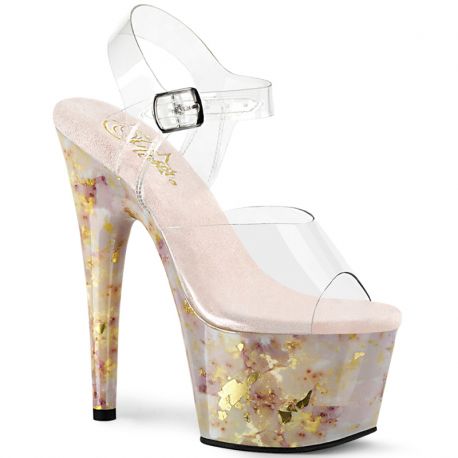 Sandale Pleaser Adore 708MB plateforme effet marbre talon 17.8cm accents blush