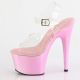 Sandale Pleaser ADORE-708LQ Rose, plateforme transparente et talon 7 pouces pour Pole Dance.