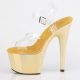 Sandale Pleaser ADORE-708LQ Or, talon 178mm et plateforme à effet liquide holographique pour clubbing.