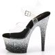 Sandale Pleaser ADORE-708SS Blanc, plateforme transparente et effet pailleté iridescent, talon 7 pouces.