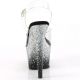 Sandale Pleaser ADORE-708SS Blanc, plateforme transparente et effet pailleté iridescent, talon 7 pouces.