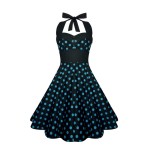 robe-polka-noire-a-pois-bleus