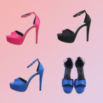 Chaussures à talon fuschia, bleu ou noire
